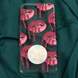 Red glitter lips logo iPhone case